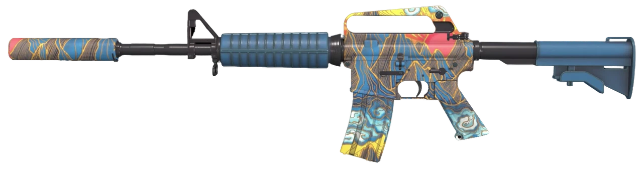 M4A1-S Solitude Hero Image - Golden Mountains & Red Sun